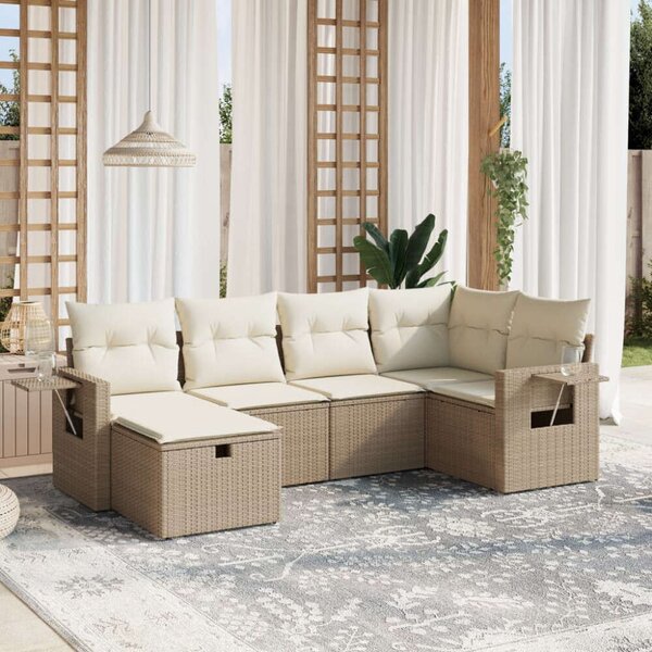 VidaXL Polyrattan Kerti Ülőgarnitúra - 6 részes - Bézs