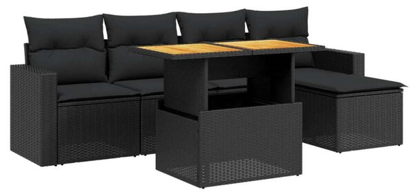 VidaXL Polyrattan Kerti Ülőgarnitúra - 6 részes - Fekete