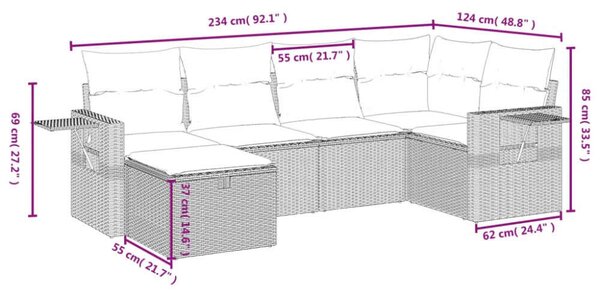 VidaXL Polyrattan Kerti Ülőgarnitúra - 6 részes - Bézs