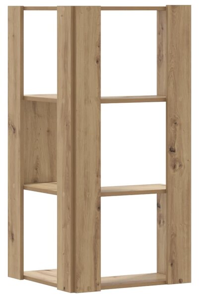 3 szintes szerelt fa sarok könyvespolc 50 x 50 x 102 cm