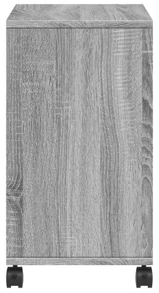 Szürke sonoma színű szerelt fa kisasztal kerekekkel 50x30x55 cm
