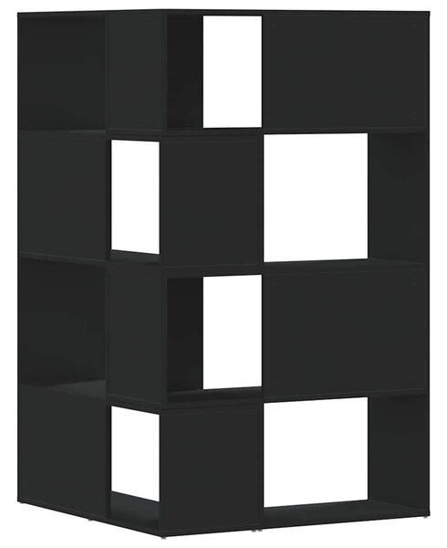 4 szintes fekete szerelt fa sarokkönyvespolc 85 x 85 x 140 cm
