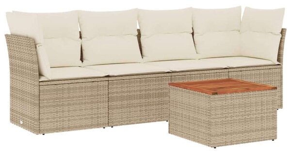 VidaXL Polyrattan Kerti Ülőgarnitúra - 5 részes - Bézs