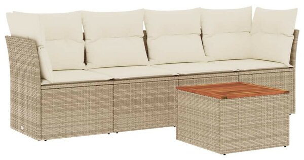 VidaXL Polyrattan Kerti Ülőgarnitúra - 5 részes - Bézs