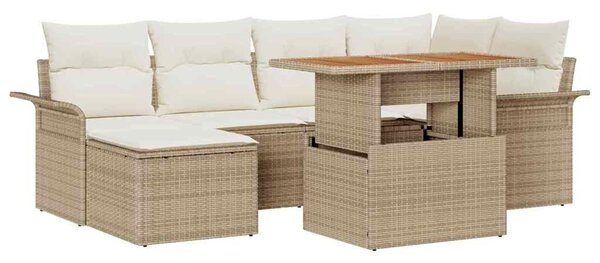 VidaXL Kerti Kanapé Szett 7 db Beige és krém polirattan