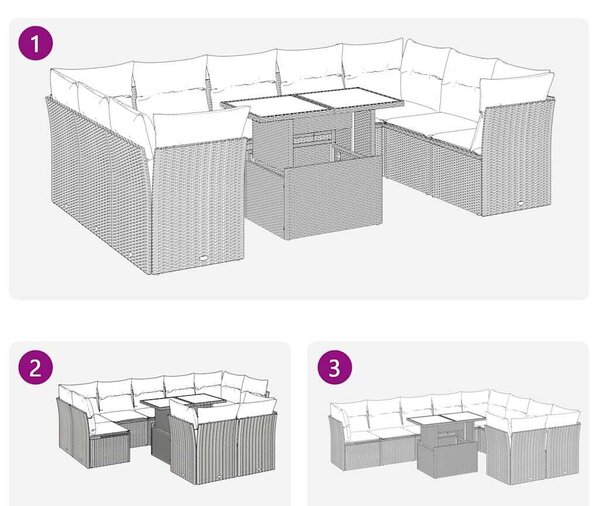 VidaXL 10 részes barna polyrattan akácfa kerti ülőgarnitúra párnákkal