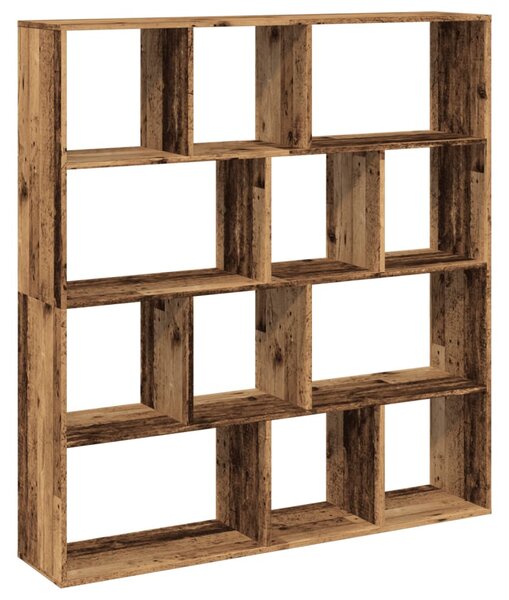 Antik fa színű szerelt fa könyvszekrény 132 x 29 x 141,5 cm