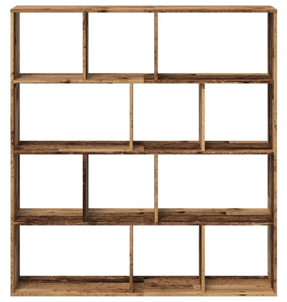 Antik fa színű szerelt fa könyvszekrény 132 x 29 x 141,5 cm