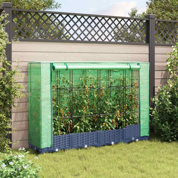 Rattan hatású magaságyás üvegháztakaróval 160 x 40 x 123 cm