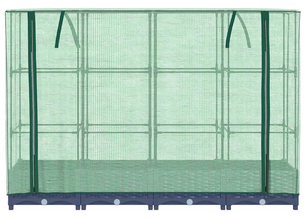 Rattan hatású magaságyás üvegháztakaróval 160 x 40 x 123 cm