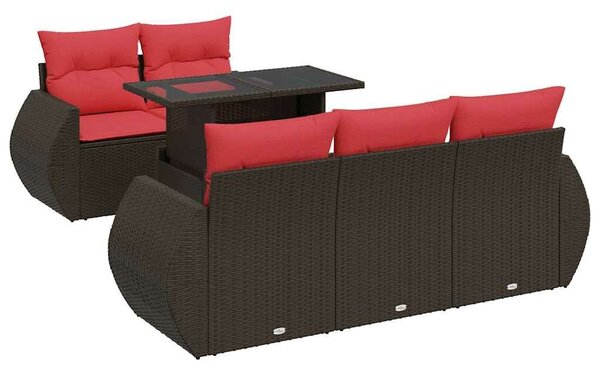 VidaXL 6 részes barna polyrattan akácfa kerti ülőgarnitúra párnával
