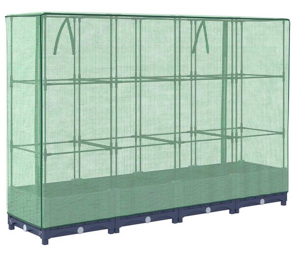 Rattan hatású magaságyás üvegháztakaróval 160 x 40 x 123 cm