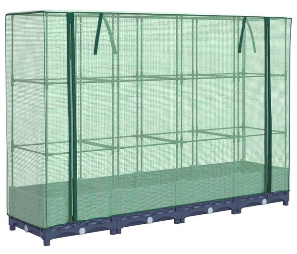 Rattan hatású magaságyás üvegháztakaróval 160 x 40 x 123 cm