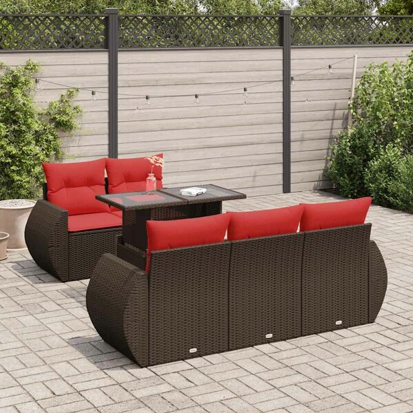 VidaXL 6 részes barna polyrattan akácfa kerti ülőgarnitúra párnával