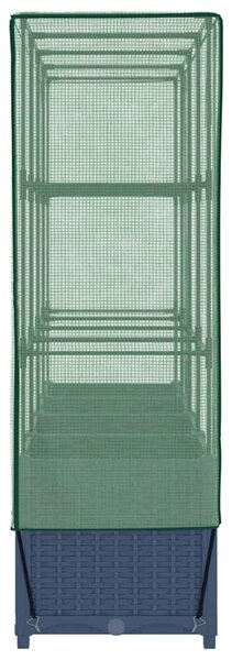 Rattan hatású magaságyás üvegháztakaróval 160 x 40 x 138 cm