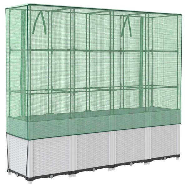 Rattan megjelenésű magaságyás melegháztakaróval 160x40x153 cm