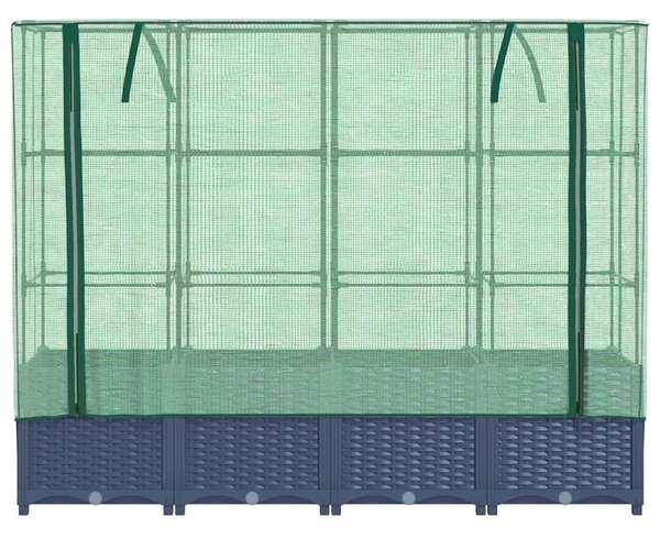 Rattan hatású magaságyás üvegháztakaróval 160 x 40 x 138 cm