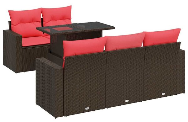 VidaXL 6 részes barna polyrattan akácfa kerti ülőgarnitúra párnával
