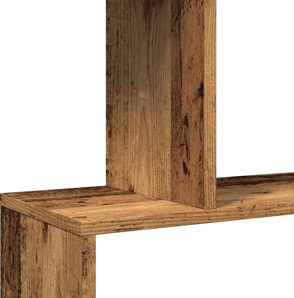 5 szintes antik fa színű fa elválasztó könyvespolc 70x24x161 cm