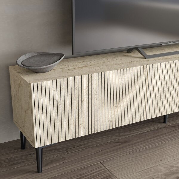 Hanah Home TV Stand Travertine Oscar - Travertine