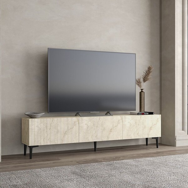 Hanah Home TV Stand Travertine Oscar - Travertine