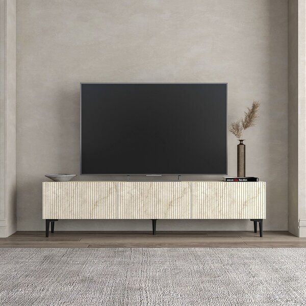 Hanah Home TV Stand Travertine Oscar - Travertine
