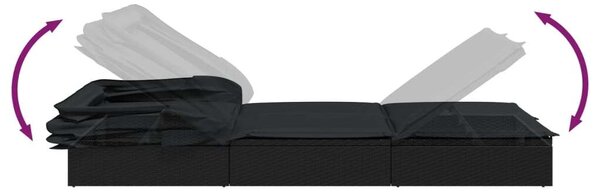 Polyrattan Napozóágy - Összecsukható Tető - 213cm