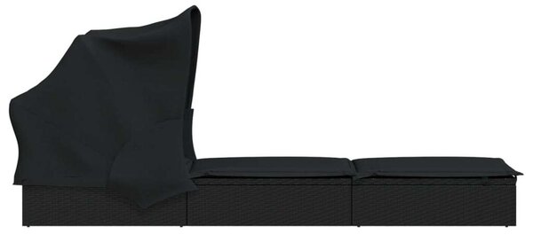 Polyrattan Napozóágy - Összecsukható Tető - 213cm