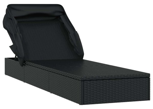 Polyrattan Napozóágy - Összecsukható Tető - 213cm