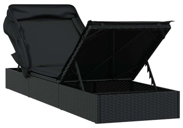 Polyrattan Napozóágy - Összecsukható Tető - 213cm