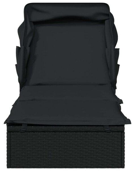 Polyrattan Napozóágy - Összecsukható Tető - 213cm