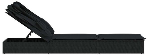 Polyrattan Napozóágy - Összecsukható Tető - 213cm