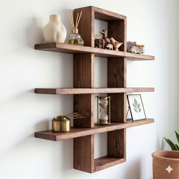 Hanah Home Dekoratív fa fali polc Wooden Raf359