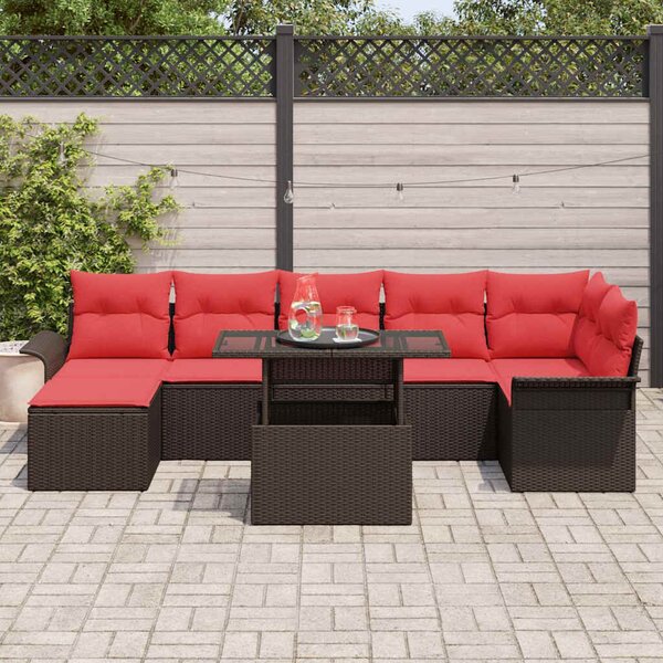 VidaXL Kerti Kanapé Szett párnával 8 pcs Barna polirattan
