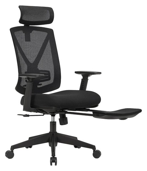 Ergonomikus irodai szék lábtartóval, maximális terhelés 150 kg, fekete