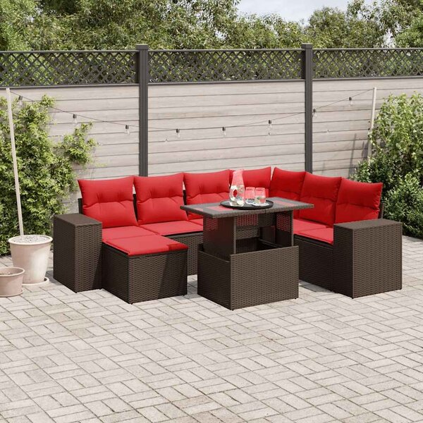 VidaXL 8 db barna polyrattan kerti kanapégarnitúra párnákkal