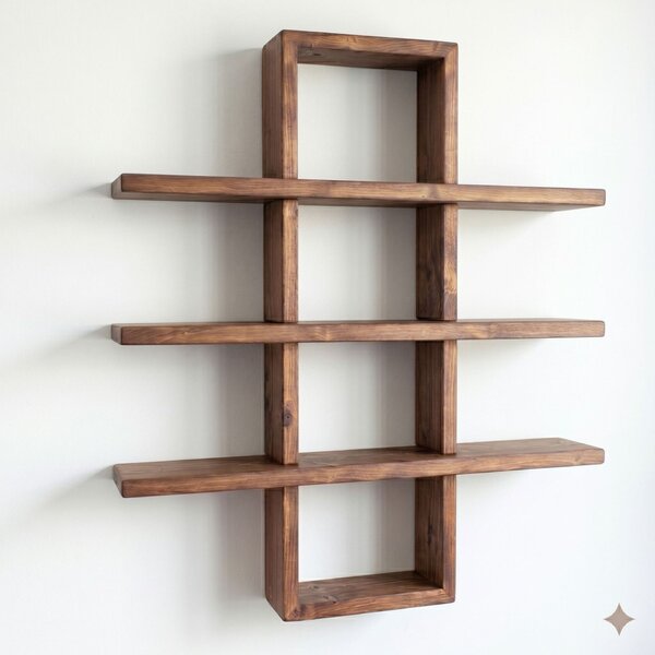 Hanah Home Dekoratív fa fali polc Wooden Raf359