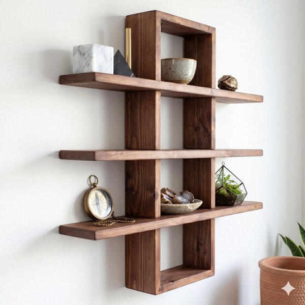 Hanah Home Dekoratív fa fali polc Wooden Raf359