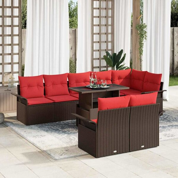 VidaXL Kerti Kanapé Szett párnával 9 pcs Barna Poli rattan