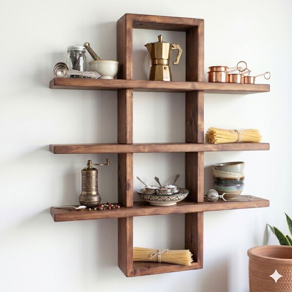 Hanah Home Dekoratív fa fali polc Wooden Raf359