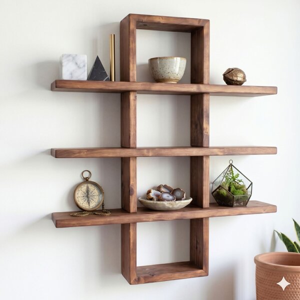 Hanah Home Dekoratív fa fali polc Wooden Raf359