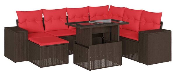 VidaXL 8 db barna polyrattan kerti kanapégarnitúra párnákkal