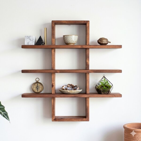 Hanah Home Dekoratív fa fali polc Wooden Raf359