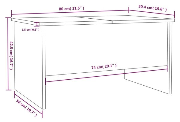 Betonszürke szerelt fa dohányzóasztal 80 x 50 x 42,5 cm