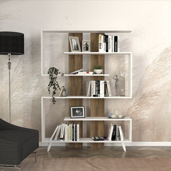 Hanah Home könyvespolc White Walnut Rain - fehér, dió