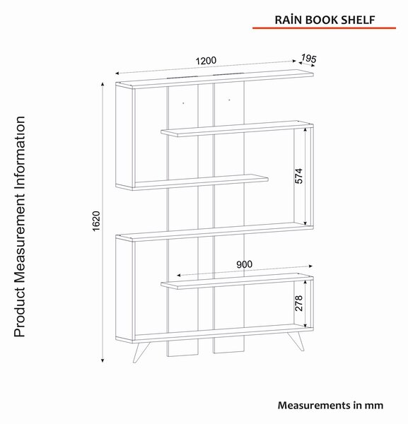 Hanah Home könyvespolc White Walnut Rain - fehér, dió