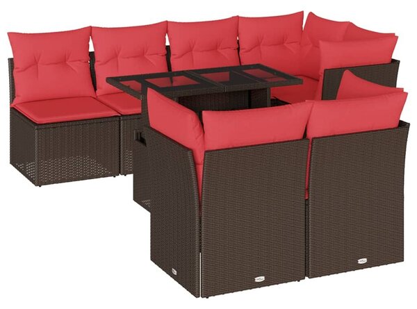 VidaXL 8 db barna polyrattan kerti kanapégarnitúra párnákkal