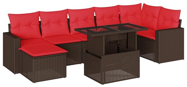 VidaXL 8 db barna polyrattan kerti kanapégarnitúra párnákkal