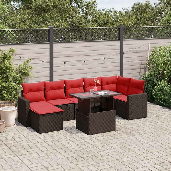 VidaXL 8 db barna polyrattan kerti kanapégarnitúra párnákkal