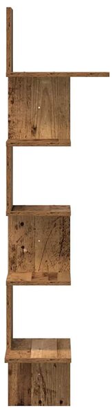 Antik fa színű szerelt fa fali sarokpolc 32x32x127,5 cm